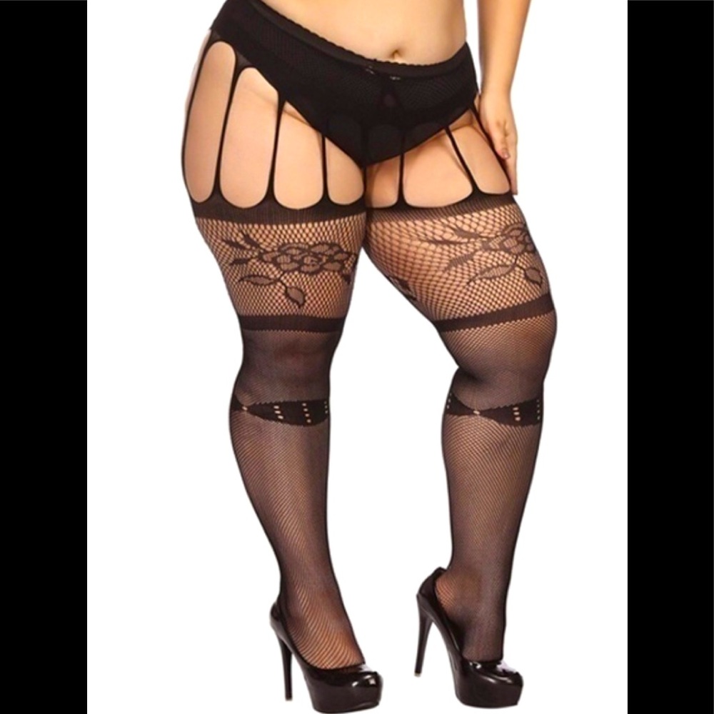 Plus size, hand made, fishnet stockings.